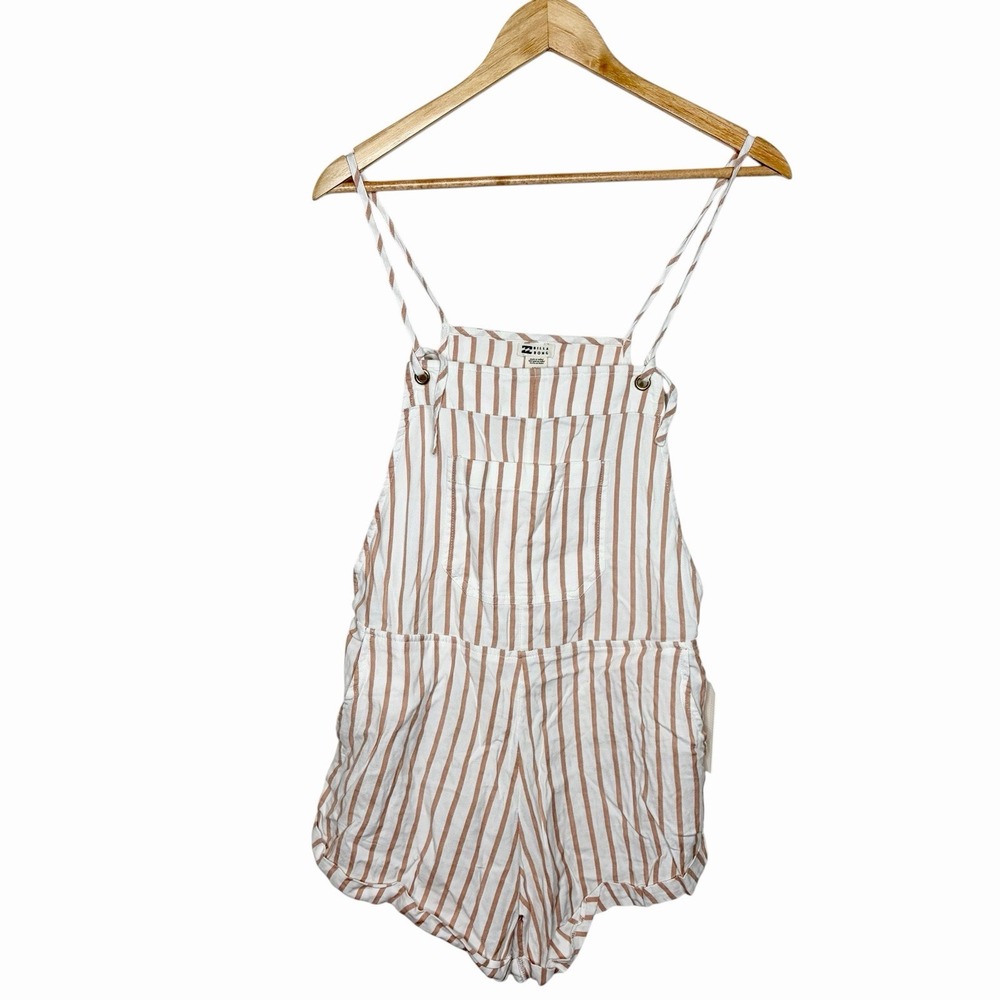 Billabong Wild Pursuit Overalls White Tan Womens Small Coastal Fisherman Beach